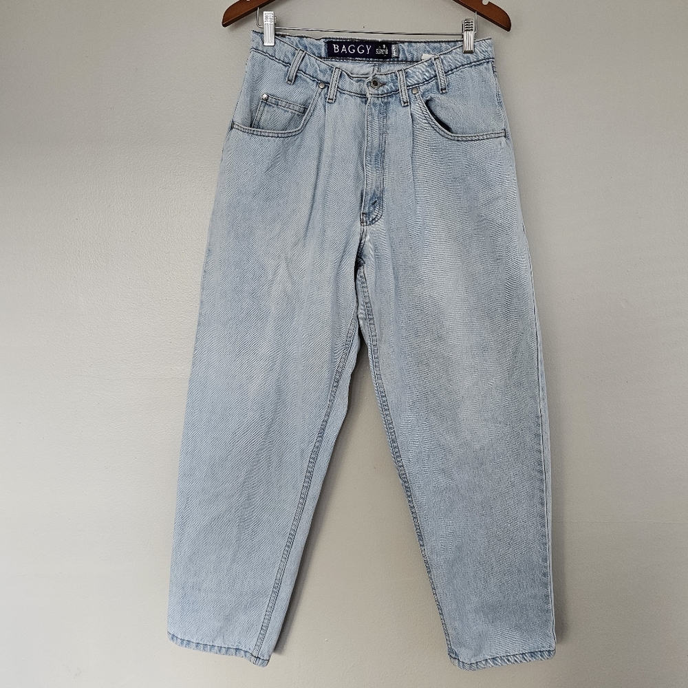 Vintage 90s Levis baggy silver tab jeans bleach light wash denim 33x30 USA made
